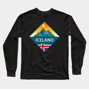 Iceland Mountain Sticker, Iceland Sticker Long Sleeve T-Shirt